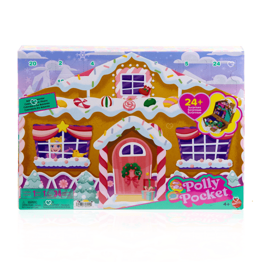 coffret jouet Calendrier de l’Avent Polly Pocket 2025 avec 24 surprises et mini-figurine, décor maison en pain d’épices, idéal pour fille de 4 ans.