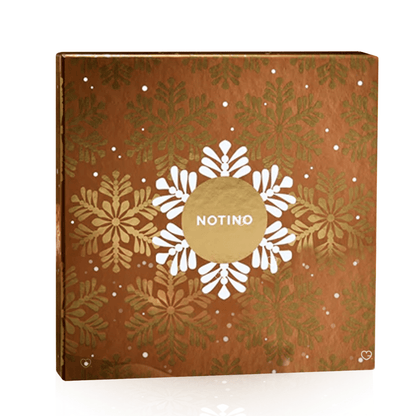 Calendrier de l’Avent Notino 2025 pour femme, coffret beauté multimarque élégant avec 24 soins visage, maquillage, parfums et produits cheveux.