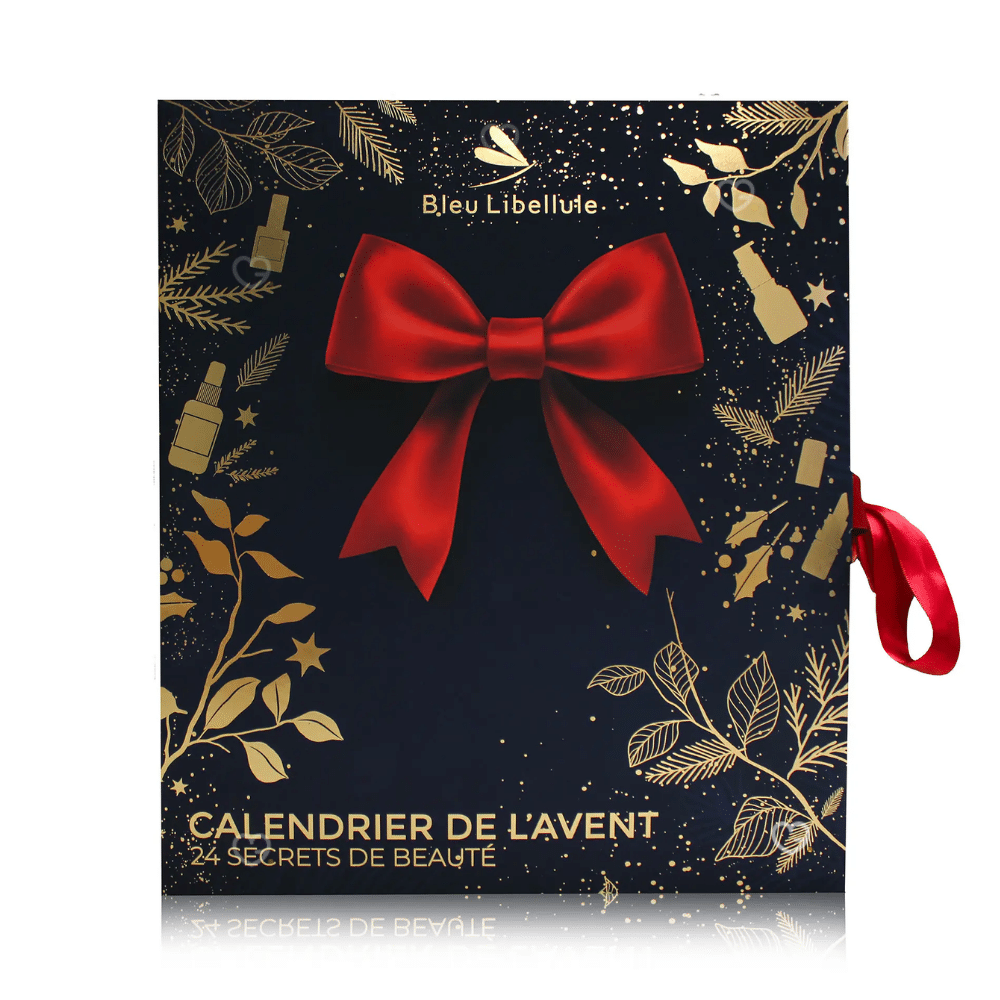 Calendrier de l’Avent Bleu Libellule 2025 avec 24 produits beauté premium : soins capillaires, maquillage, visage, ongles et accessoires, idéal cadeau femme et adolescente.