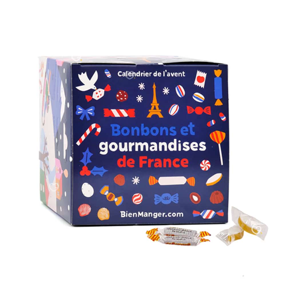 coffret gourmandises cube calendrier de l'avent bonbons avec 48 sucreries; bonbon; calissons; sucre d'orges pour attendre noel 2025
