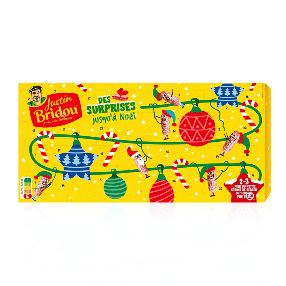 coffret gourmand saucisson calendrier de l'avent justin bridou 2025 avec saucissons et goodies