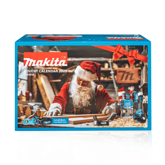 Calendrier de l’Avent Makita 2025 édition limitée contenant 24 outils et accessoires de bricolage et goodies, idéal cadeau homme et bricoleur.