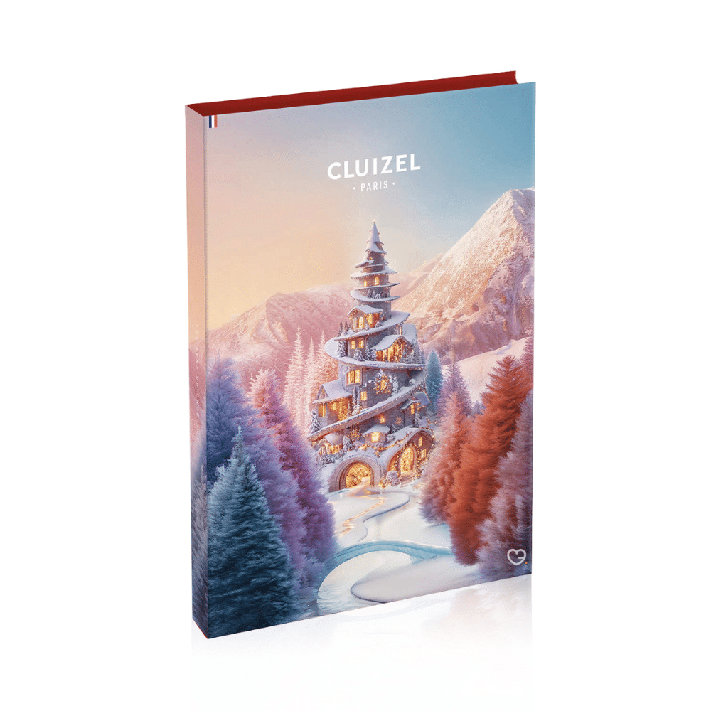 Coffret illustré « Féerie Hivernale » Calendrier de l'avent Cluizel 2025 contenant 24 délicieux chocolats fins, pralinés et ganaches pour gourmand