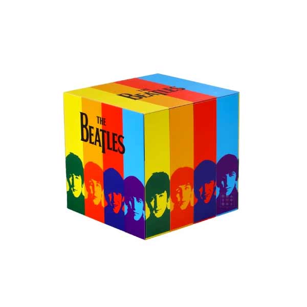 Coffret coloré cube Calendrier de l'Avent original The Beatles 2023 accessoires du groupe musique