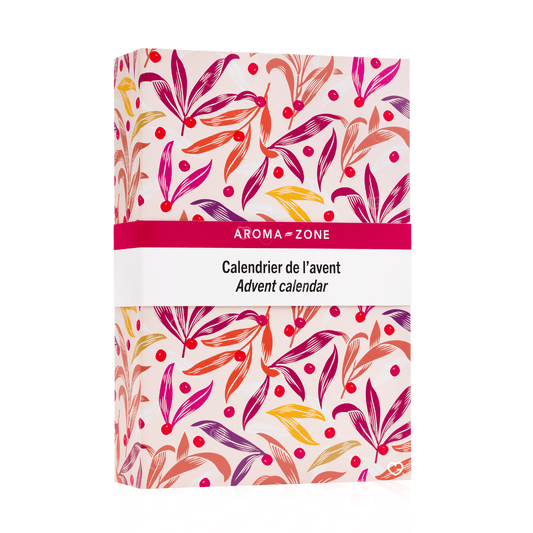 Calendrier de l’Avent Aroma-Zone 2025, coffret beauté festif avec 24 soins naturels visage, cheveux, mains et exclusivités bien-être.
