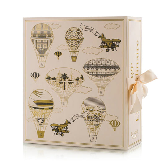 Coffret bougie luxe calendrier de l'avent Baobab 2024 avec 24 mini bougies parfumées, crème mains et savons