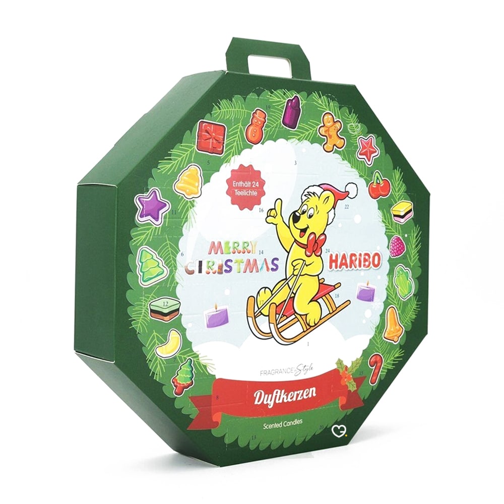 Calendrier de l'Avent Bougie haribo contenant 24 bougies chauffe-plat parfumée