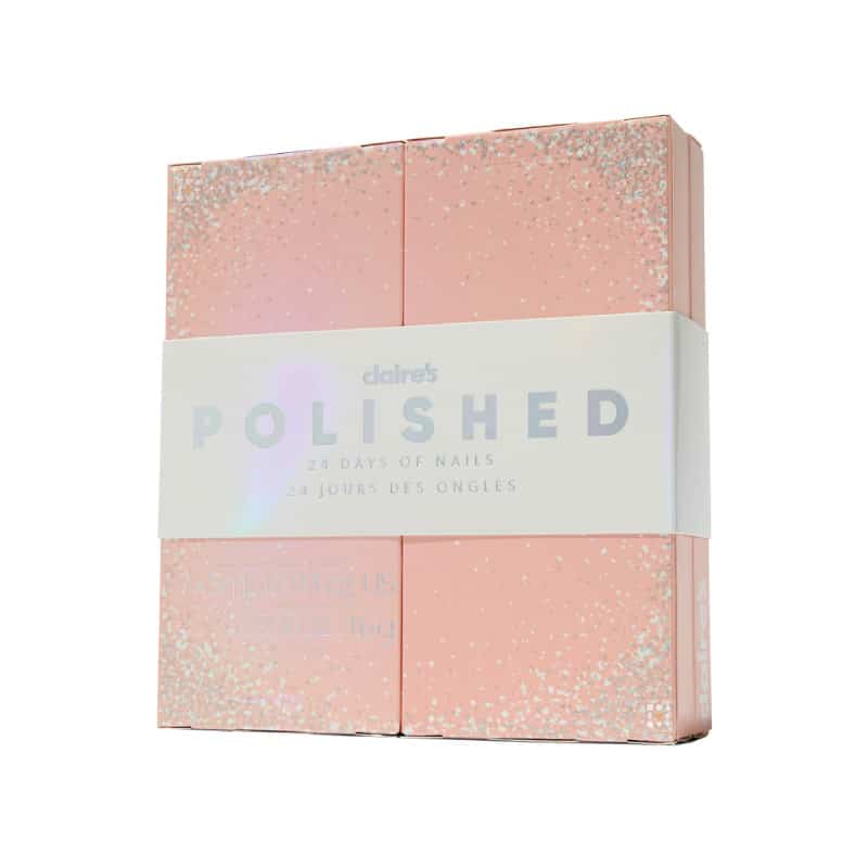 coffret beauté rose pastel calendrier de l'avent Claire's 2023 contenant vernis et accessoires manucure
