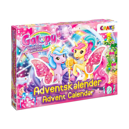 Calendrier de l'avent Galupy 2024 contenant des jouets et accessoires mour fille sur le thème des poney