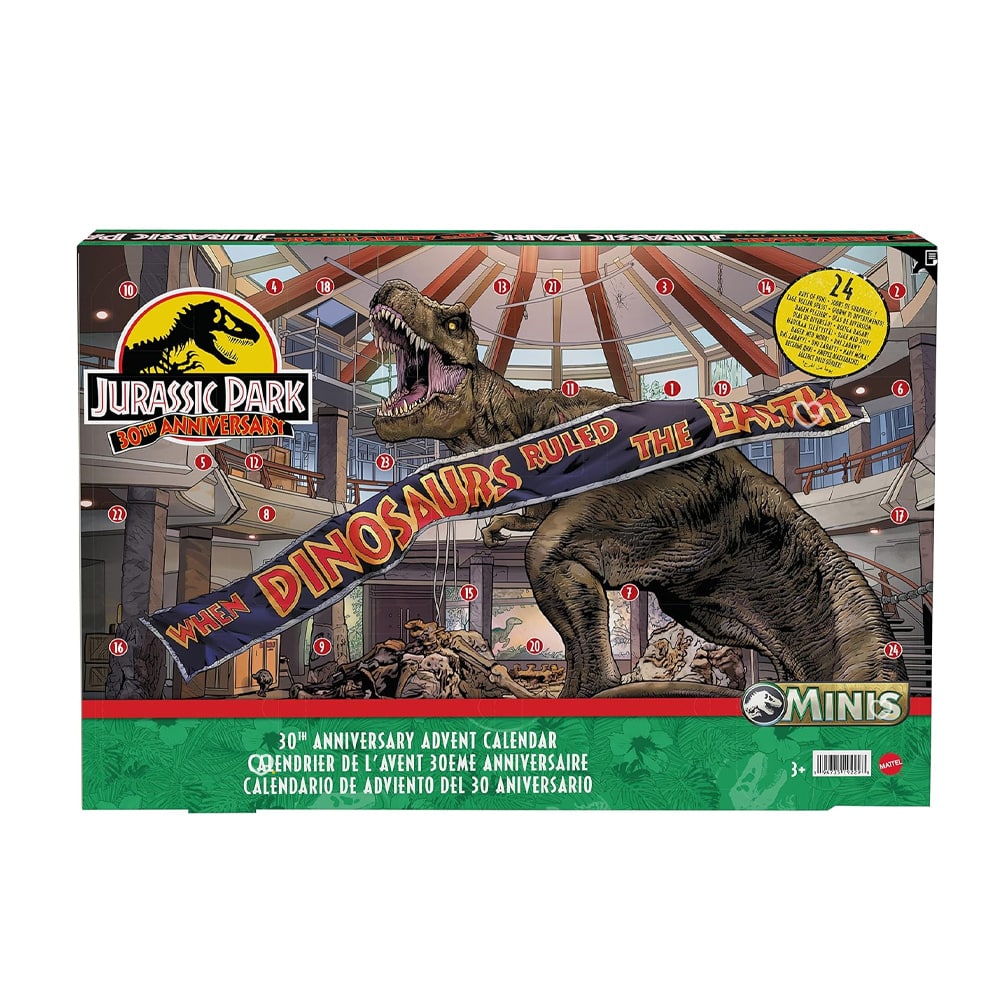Calendrier de l'Avent jurassic Park 2024 de Mattel contenant des dinosaures pour enfant