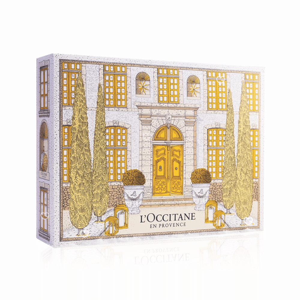 Calendrier de l’Avent L'Occitane 2025 (classique) avec 24 soins visage, corps et cheveux, parfait cadeau calendrier beauté pour femmes.