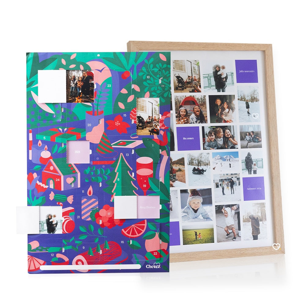 Calendrier de l'Avent Photo Cheerz 2025 poster photos textes personnalisés idéal cadeau homme, couple, famille grand parent