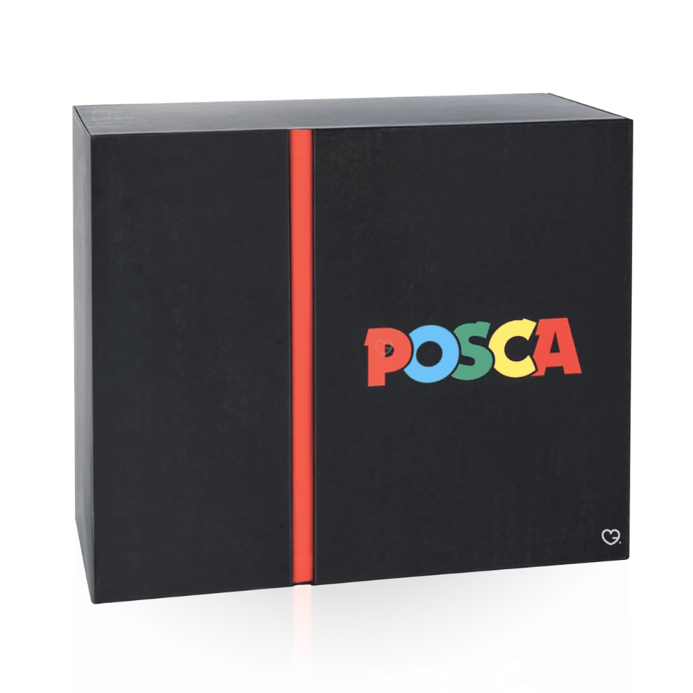 Calendrier de l’Avent POSCA 2025 avec 24 produits de papeterie créative, feutres colorés et accessoires DIY pour amateurs d’art et de dessin.