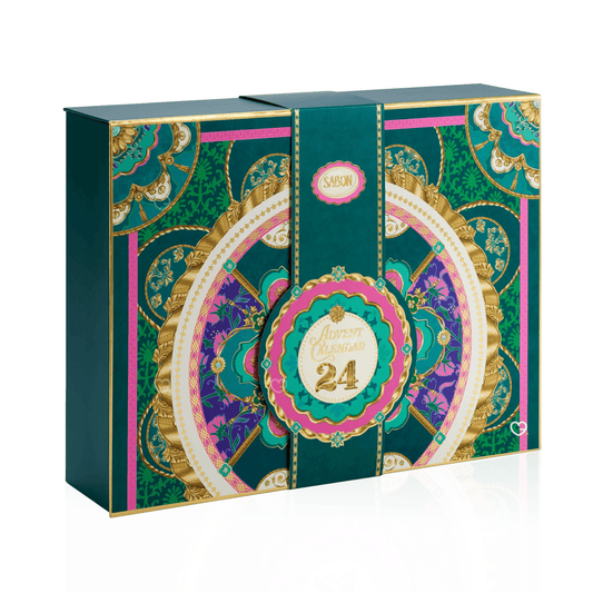 Calendrier de l’Avent Sabon 2025 en édition limitée, coffret beauté contenant 24 soins corps, visage et cheveux pour femme en quête de bien-être raffiné.