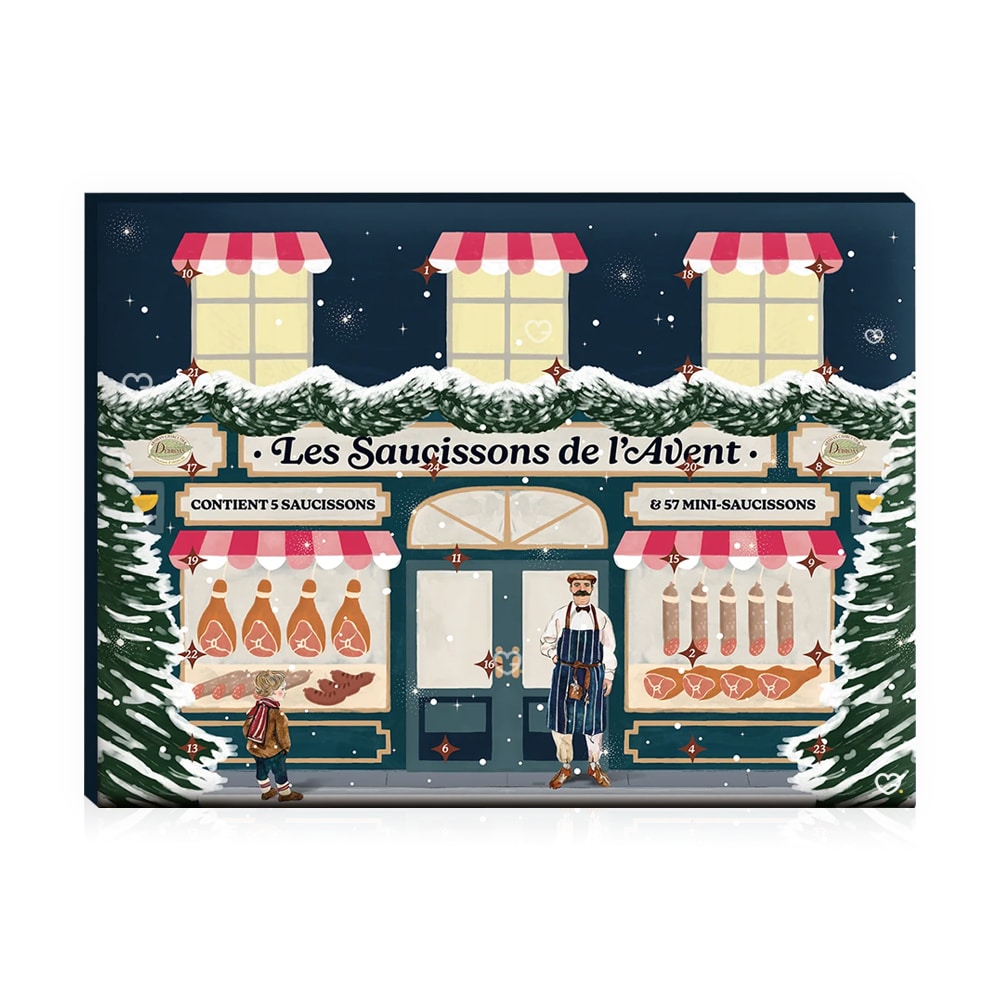 calendrier de l'avent saucisson 2025 contenant des saucissons et mini saucissons de saveurs différentes