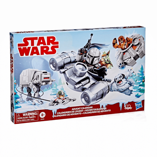 Calendrier de l’Avent Star Wars Micro Force 2025 avec 24 surprises dont 18 mini-figurines et 6 véhicules, décor enneigé pop-up festif idéal pour enfants fans de Star Wars.